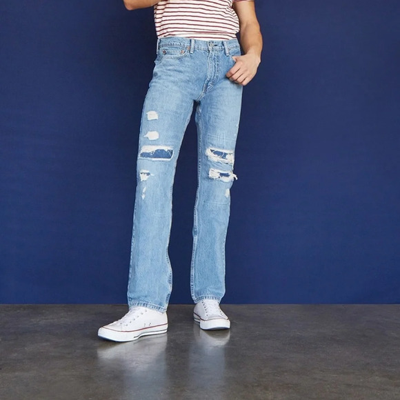 NEW Levis 513 Slim Straight Distressed Jeans 32/30 - Picture 2 of 8